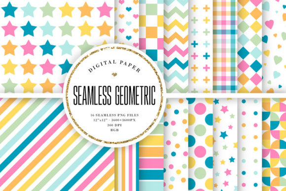 Download Pastel Geometric Seamless Patterns - Seamless pattern Collection