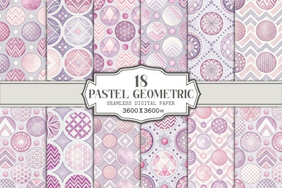 Download Pastel Geometric Seamless Pattern Bundle - Seamless pattern Collection