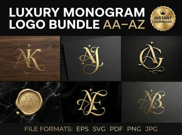 Download Luxury Monogram Logo Bundle AA–AZ - Logo Collection