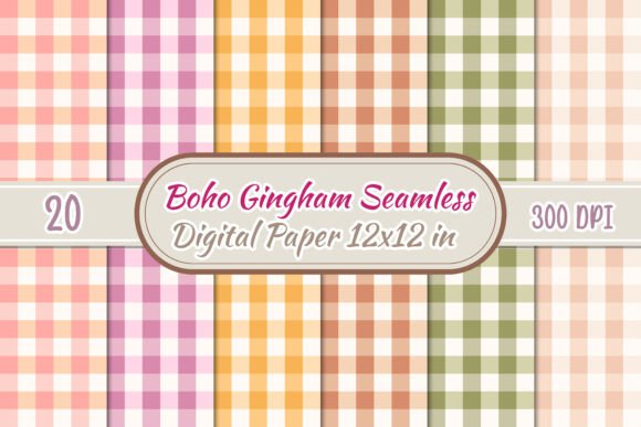 Download 20 Boho Gingham Seamless Patterns Png - Seamless pattern Collection