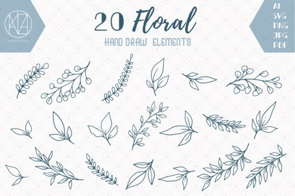 Download 20 Hand Drawn Flowers and Leaves - Leaves Collection