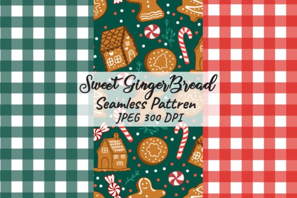 Download Gingham and Gingerbread Seamless Pattern - Seamless pattern Collection