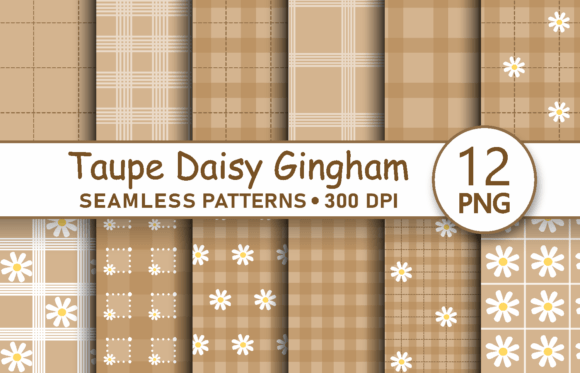 Download Taupe Daisy Gingham Seamless Patterns - Seamless pattern Collection