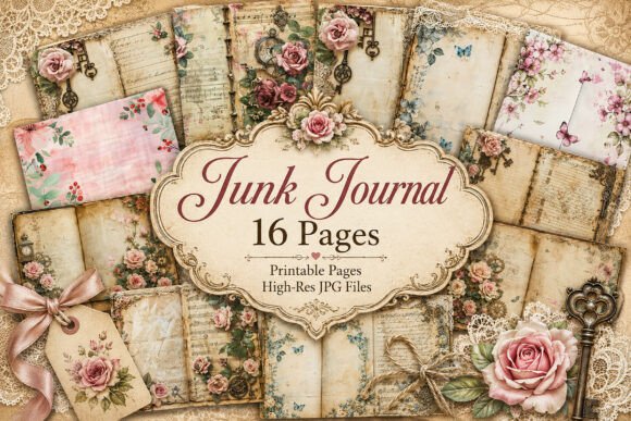 Download Shabby Chic Roses Junk Journal Pages - Shabby Collection