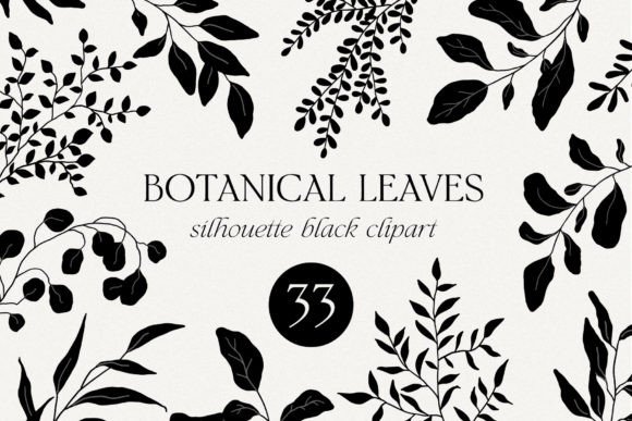 Download Botanical Black Floral Leaves Clipart - Leaves Collection