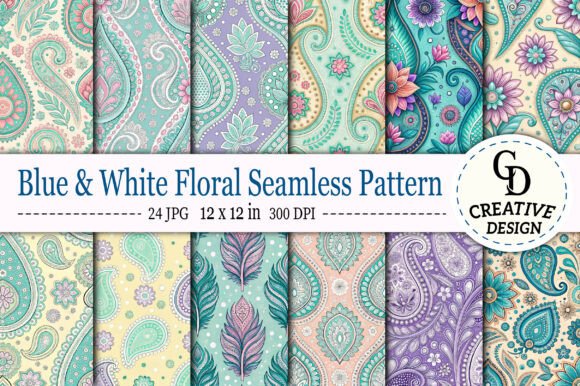 Download Bright Blue Paisley Seamless Pattern - Seamless pattern Collection