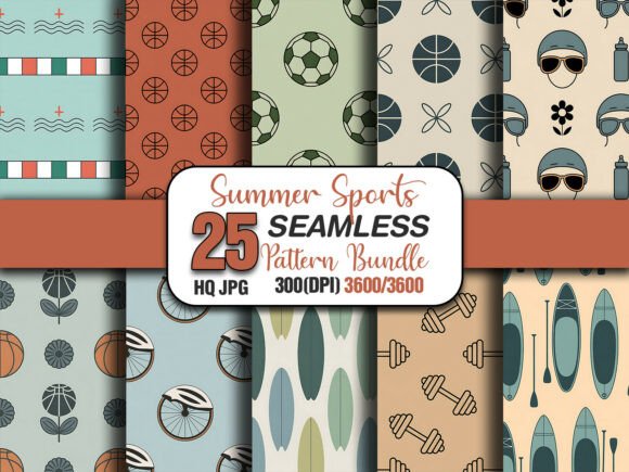 Download Summer Sports Seamless Pattern Bundle - Seamless pattern Collection