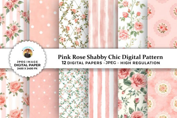 Download Pink Rose Shabby Chic Digital Patterns - Shabby Collection