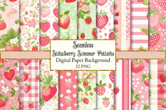 Download Strawberry Summer Seamless Patterns - Seamless pattern Collection