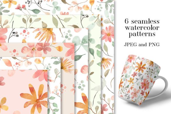 Download Seamless Patterns with Wildflowers - Seamless pattern Collection