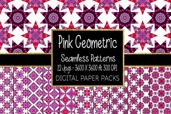 Download Pink Geometric Seamless Patterns - Seamless pattern Collection