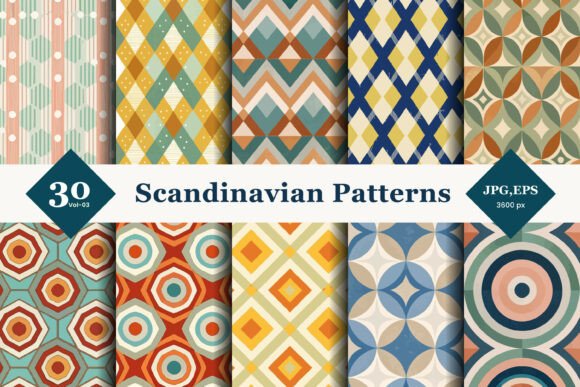 Download Scandinavian Geometric Seamless Patterns 03 - Seamless pattern Collection