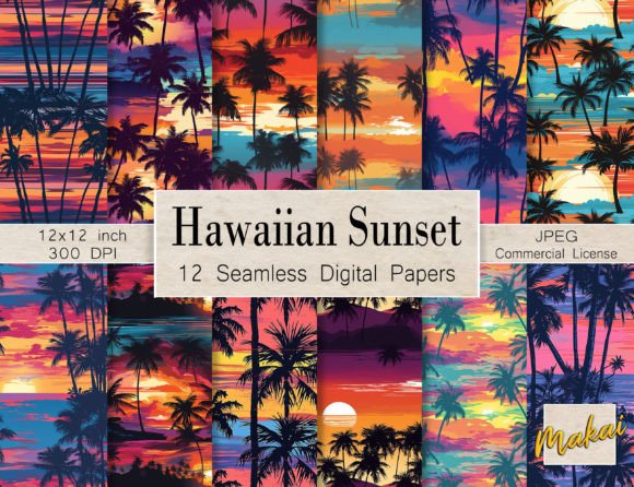 Download Bright Hawaiian Sunset Seamless Patterns - Seamless pattern Collection