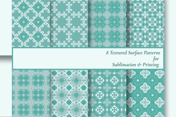 Download 8 Teal Geometric Seamless Patterns - Seamless pattern Collection