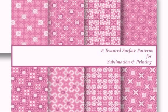 Download 8 Rose Pink Geometric Seamless Patterns - Seamless pattern Collection