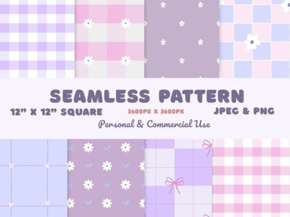 Download Purple Pink Seamless Pattern Flower Bow - Seamless pattern Collection
