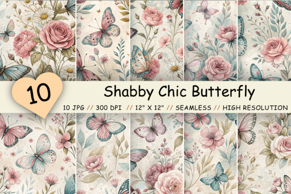Download Shabby Chic Butterfly Seamless Patterns - Seamless pattern Collection