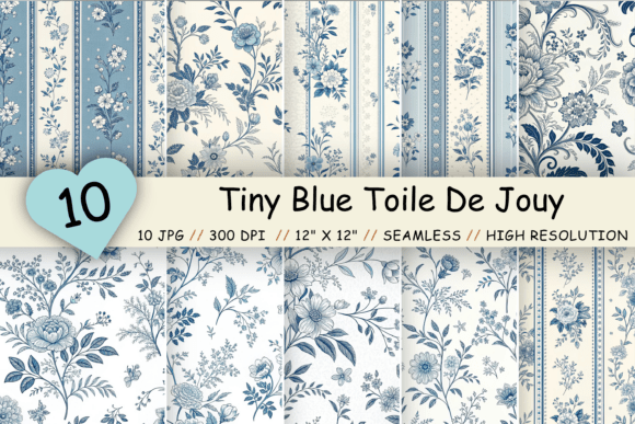 Download Tiny Blue Toile De Jouy Seamless Pattern - Seamless pattern Collection