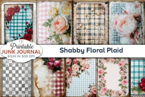Download Shabby Floral Plaid Junk Journal Pages - Shabby Collection