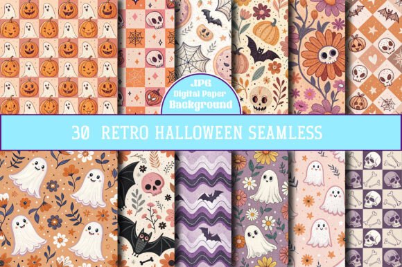 Download Retro Halloween Seamless Pattern - Seamless pattern Collection
