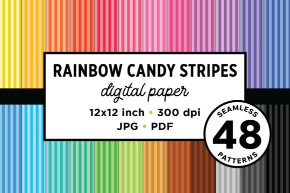 Download Rainbow Candy Stripes Seamless Patterns - Seamless pattern Collection